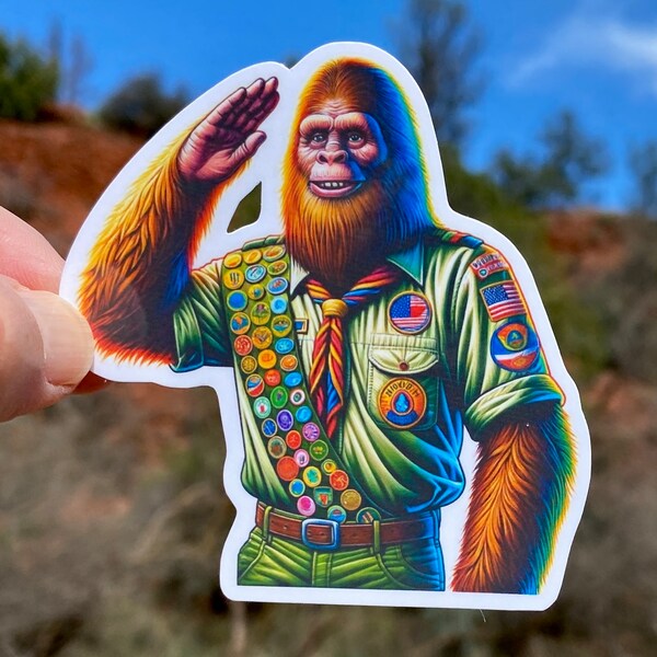 Bigfoot Boy Scout Sticker, Scouting, BSA, merit badge, Eagle Scout, Bigfoot, sticker, integrity, Loyal, Trustworthy, Scout Master, Scout