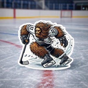 Sticker joueur de hockey Bigfoot, Bigfoot, Hockey, Saison de hockey, Crosse de hockey, Sticker, Sticker, Maillot, Sports, Sticker Bigfoot, patin, Sasquatch Bigfoot 3