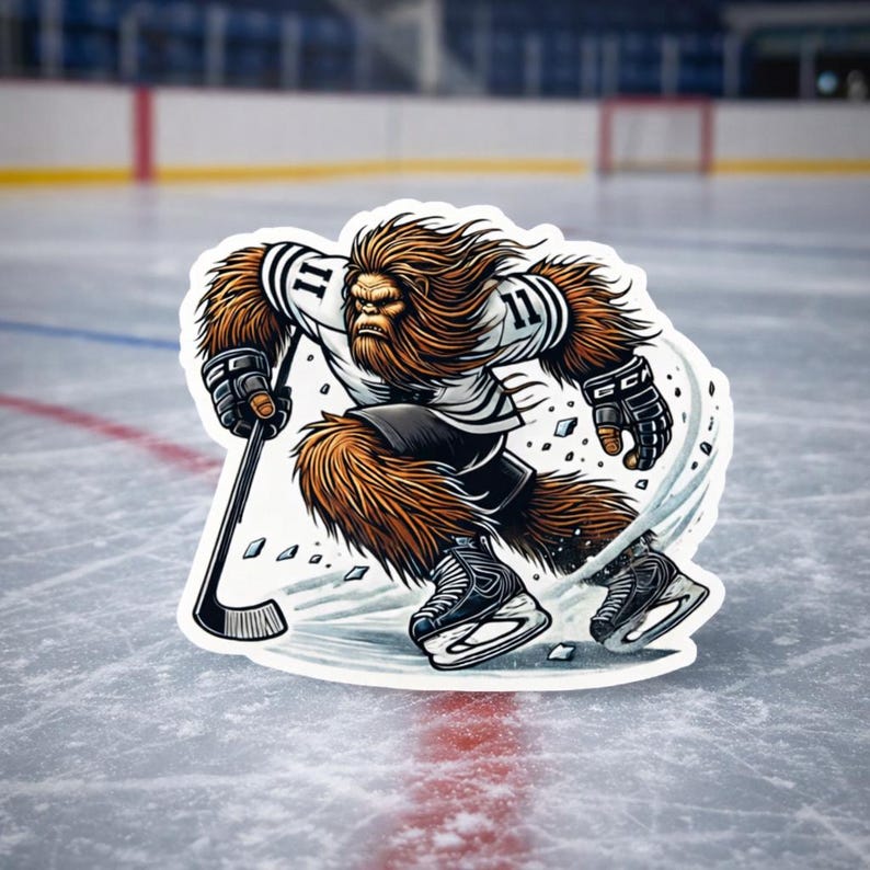 Sticker joueur de hockey Bigfoot, Bigfoot, Hockey, Saison de hockey, Crosse de hockey, Sticker, Sticker, Maillot, Sports, Sticker Bigfoot, patin, Sasquatch Bigfoot 3