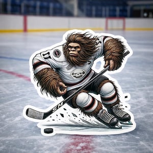 Sticker joueur de hockey Bigfoot, Bigfoot, Hockey, Saison de hockey, Crosse de hockey, Sticker, Sticker, Maillot, Sports, Sticker Bigfoot, patin, Sasquatch Bigfoot 1
