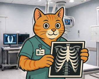 Animal X-Ray Tech Sticker – Owl, Raccoon, Cat, Panda Radiology Vinyl Decal