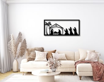Christian Metal Wall Art Nativity Artwork Christian Wall Art Aesthetic Outdoor Nativity Set Unique Nativity Figures Aesthetic Christian Art
