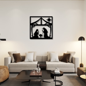 Nativity Artwork Metal Wall Art Designs Nativity Silhouette Unique Nativity Figures Aesthetic Christian Art Christian Metal Wall Art