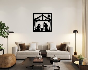 Nativity Artwork Metal Wall Art Designs Nativity Silhouette Unique Nativity Figures Aesthetic Christian Art Christian Metal Wall Art