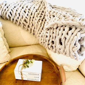 Chunky, soft, knit blanket