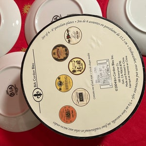 BIA Set of 6pcs BIA Wine Label 6.125 Appetizer Plates, Graphics, Sauvignon Blanc Merlot Riesling Rioja Gadoguin Manillo-Very Good Condition image 5