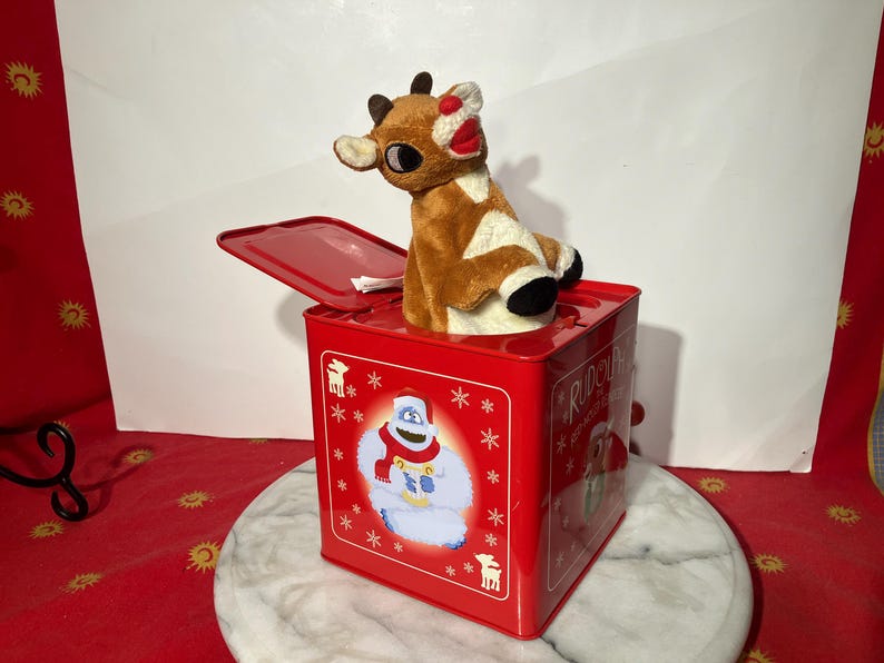 Funny Rudolph the Red Nosed Reindeer Jack in the Box Plays Rudolf the