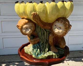Majolica Monkeys Bananas Ceramic Bowl - Etsy