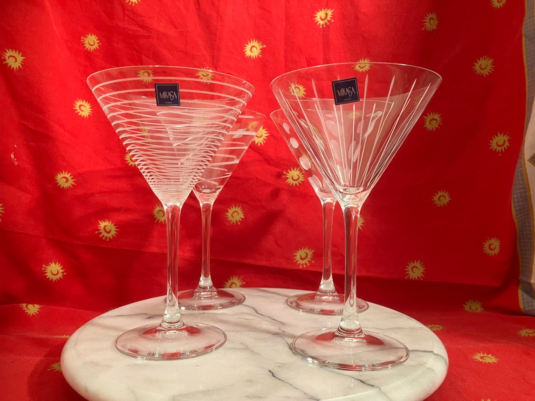 Set of 4 Mikasa Martini Glasses Labeled. Excellent Etsy