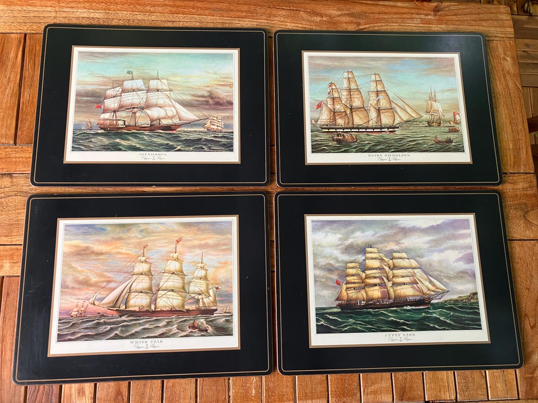 Set De Sous-verres Vintage Pimpernel "Clipper Ships" Avec Sa Boîte D'origine - Occasion Très Bon état