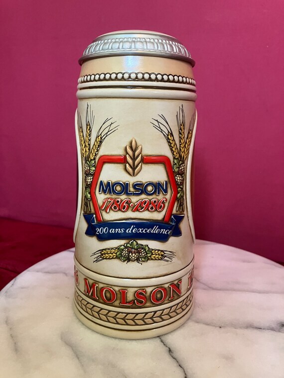 Vintage - John Molson Beer Stein With Lid - 1786 - 1986 - 200