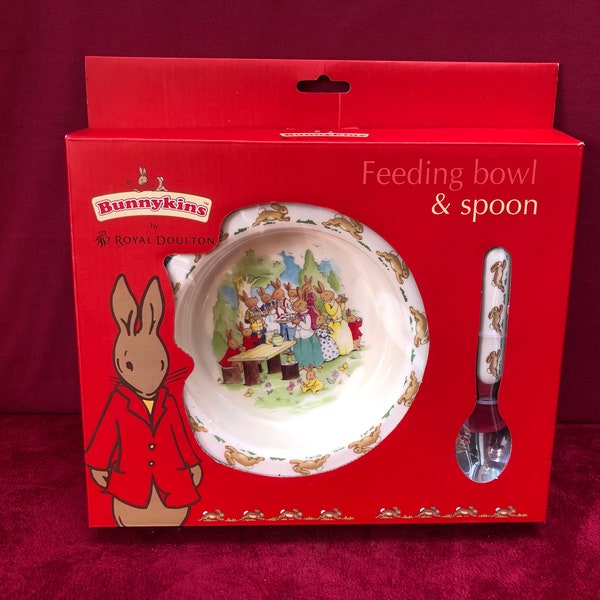 Rare Bunnykins PLASTIC SET Royal Doulton 2pcs bowl and spoon. Excellent condition. This is very convenient and will not break and.