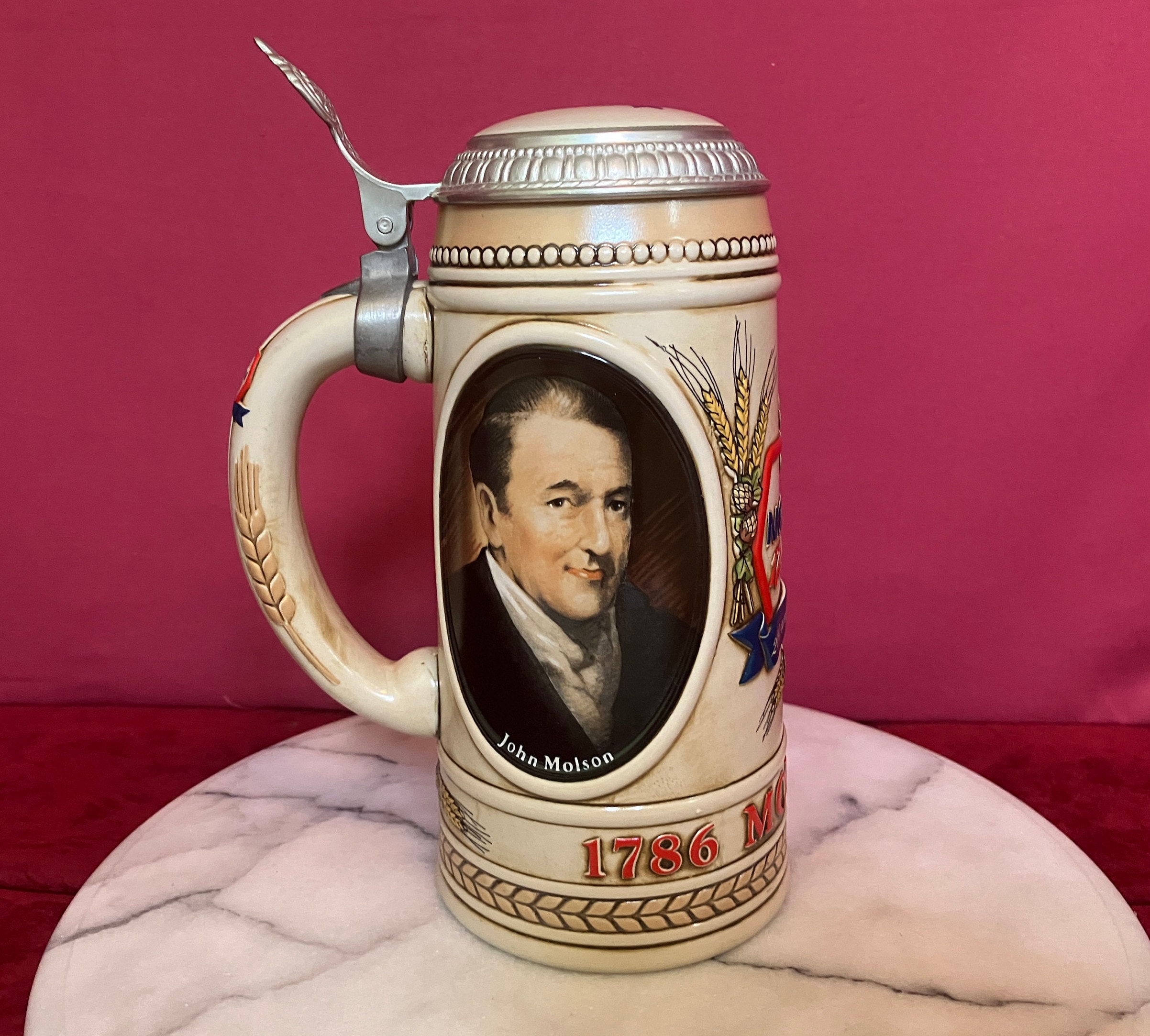 Vintage - John Molson Beer Stein With Lid - 1786 - 1986 - 200