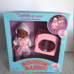 Vintage Galoob Bouncin&#39; Babies NRFB animated baby dolls African American variants