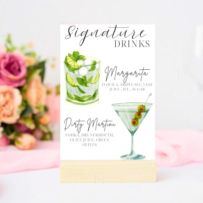 Modern Signature Drink Sign Template, Printable Bar Menu (digital ...