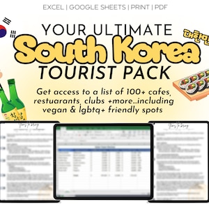 Seoul South Korea Tourist Pack | Digital Travel Guide, Clubbing Tips, Cafes, Itinerary + PDF & Excel Sheets