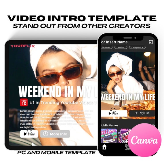 Video Intro Canva Template | Mobile and Horizontal | Step-by-Step Video instructions