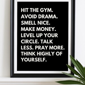 Daily Grind Rules – Motivational Wall Art- Minimalist BLACK Art Print –  Custom Digital Download