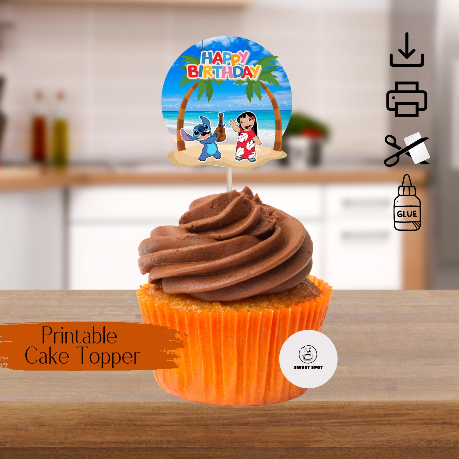 Printable Hawaiian Inspired Cake &amp; Cupcake Topper-digital Download ...
