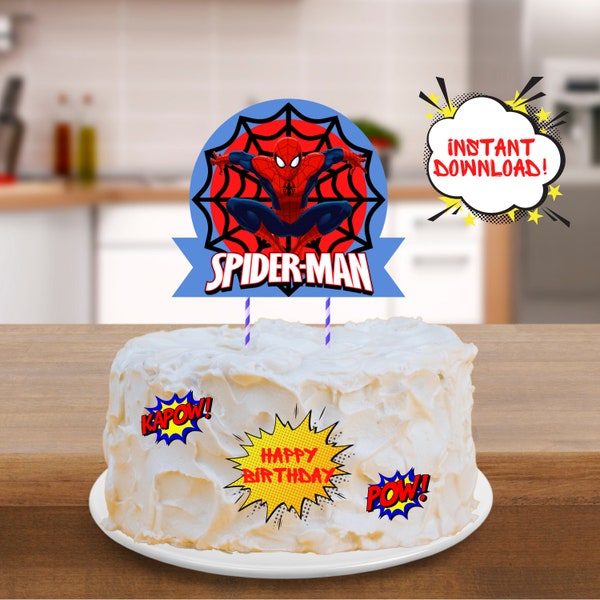 Printable Spidey inspiré Cake & Cupcake Topper-DIGITAL DOWNLOAD-Print From Home-Themed Cake Topper-Birthday Party Decor-Printable Topper