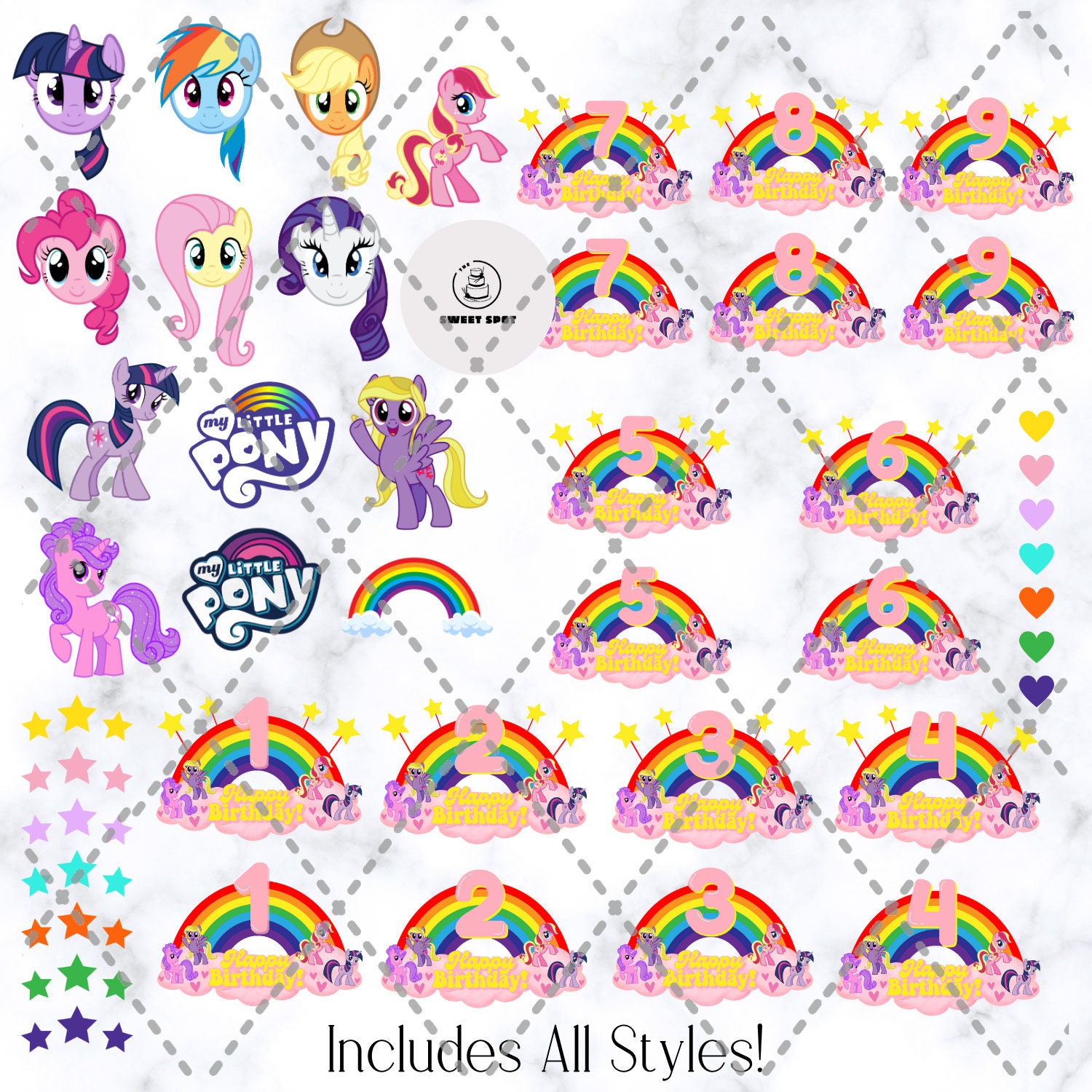 Printable Little Pony Inspired Cake &amp; Cupcake Topper-digital Download ...