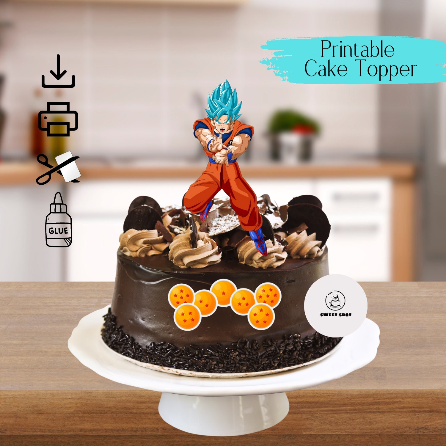 Printable Anime Inspired Cake &amp; Cupcake Topper-digital Download-blue ...