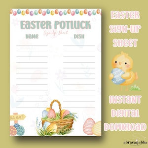 Oster-Potluck-Anmeldebogen zum Ausdrucken, Oster-Anmeldebogen, Arbeits-Potluck, Food-Anmeldebogen, Party-Anmeldebogen