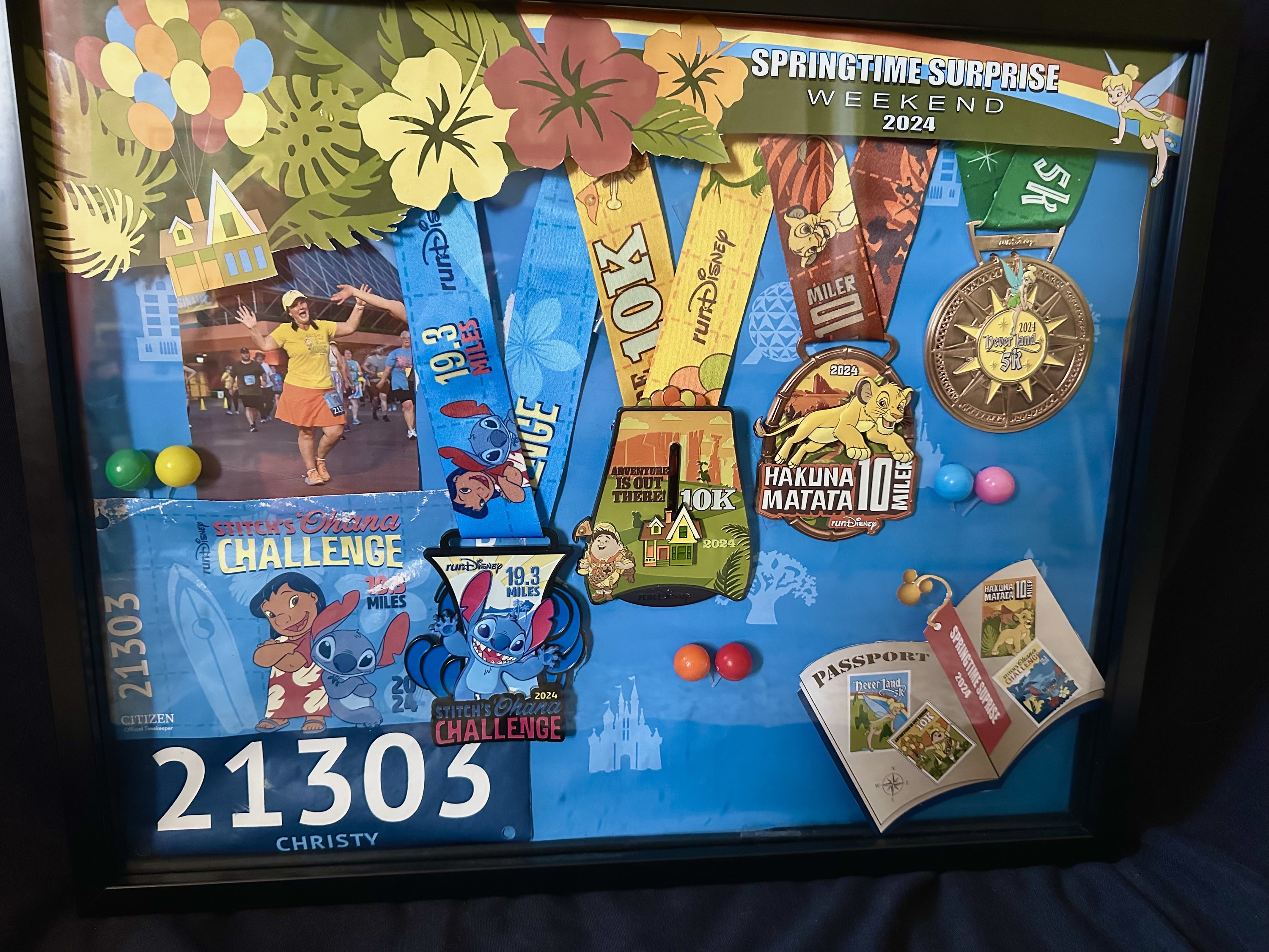 RunDisney 2024 Springtime Surprise Challenge Shadowbox