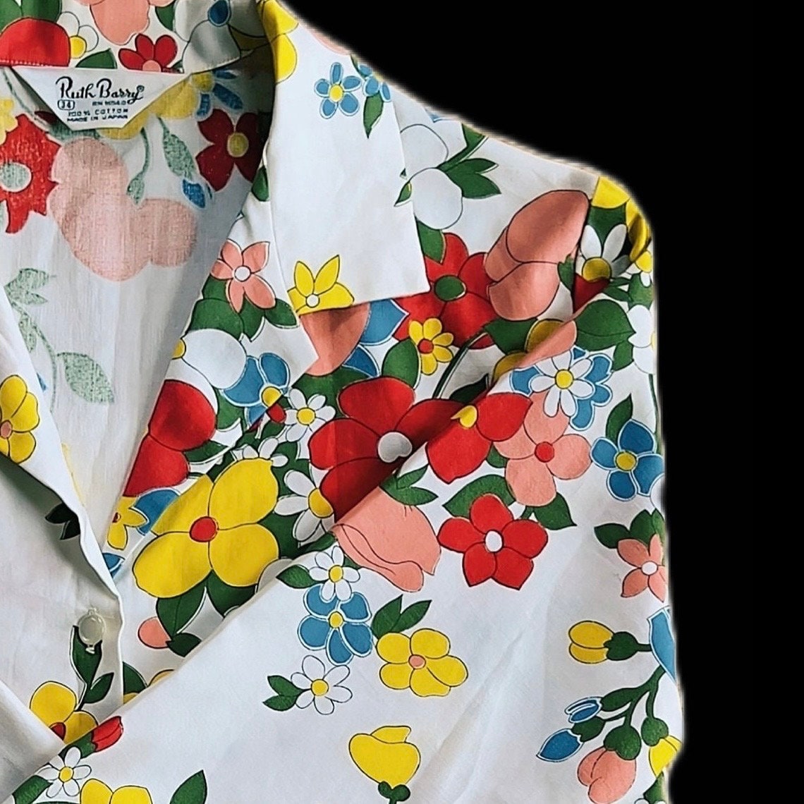 Gray 60s Vintage Flower Print Batwing Sleeve T Shirt Top