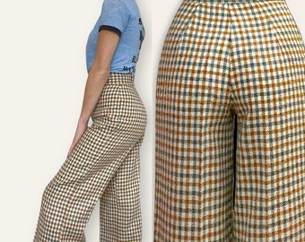 Vintage 70’s Houndstooth Bellbottoms Ultra High Waist Extra Long