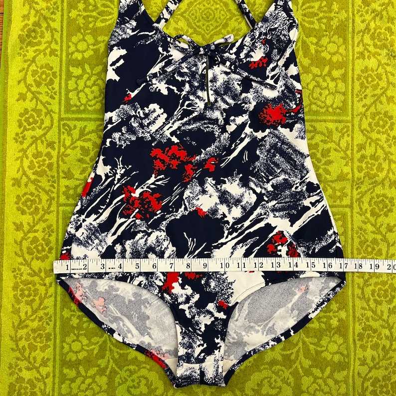 Vintage 60s One Piece Swimsuit Novelty Print Mid Century Bathingsuit Etsy