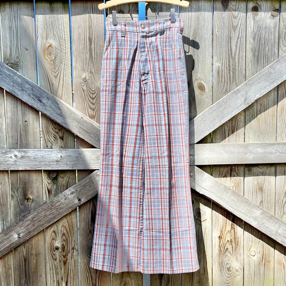 Vintage 70’s Plaid Bell Bottom Pants Student Fit … - image 4