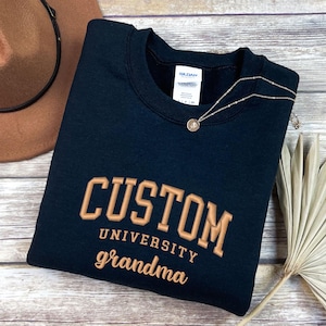 Custom University Embroidered Shirt, Personalized Granny Tee, Custom Grandmother Shirt, University Name Tee, Custom School Apparel