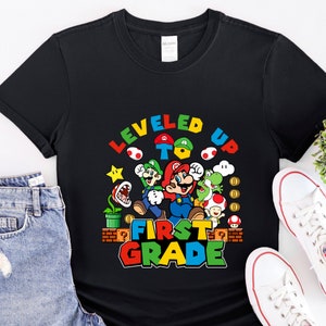 Back To School Shirt, Leveled Up To First Grade Shirt, Mario First Grade Shirt, First Grade Shirt, Mario School Shirt, 1st Grade Kids Shirt
