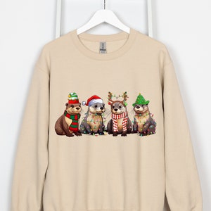 Otters Christmas Lights Sweatshirt,Otters Merry Christmas Shirt,Otter Lover Xmas Tshirt,Sea Animal Christmas Crewneck,Funny Xmas Otter Shirt