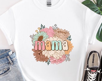 Retro Floral Mama Shirt, Floral Mama Shirt, Mother's Day Shirt, Mama T-Shirt, Mom Shirt for Mother's Day, Mama T-shirt, Mothers Day Gift