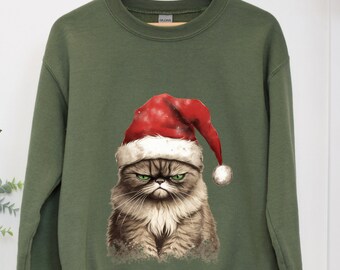 Grumpy Christmas Cat Sweatshirt , Christmas Cat Shirt, Cat Lover Sweatshirt , Funny Cat Sweatshirt, Funny Cat Shirt, Christmas Cat Sweater