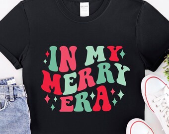 In My Merry Era Shirt,Retro Christmas Sweatshirt, Women Funny Christmas Shirt, Merry  Christmas Gifts for Women, Christmas Holiday Sweater