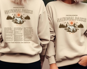 National Parks Lists Sweatshirt, National Park Trip Shirt, National Park Group Shirt, Retro Environmental Camping Clothes