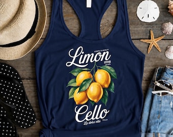 Limoncello La Dolce Vita Tank Top, Lemon Tank Top, Italy Tee, Coastal Grand daughter Aesthetic Amalfi Coast Summer Shirt