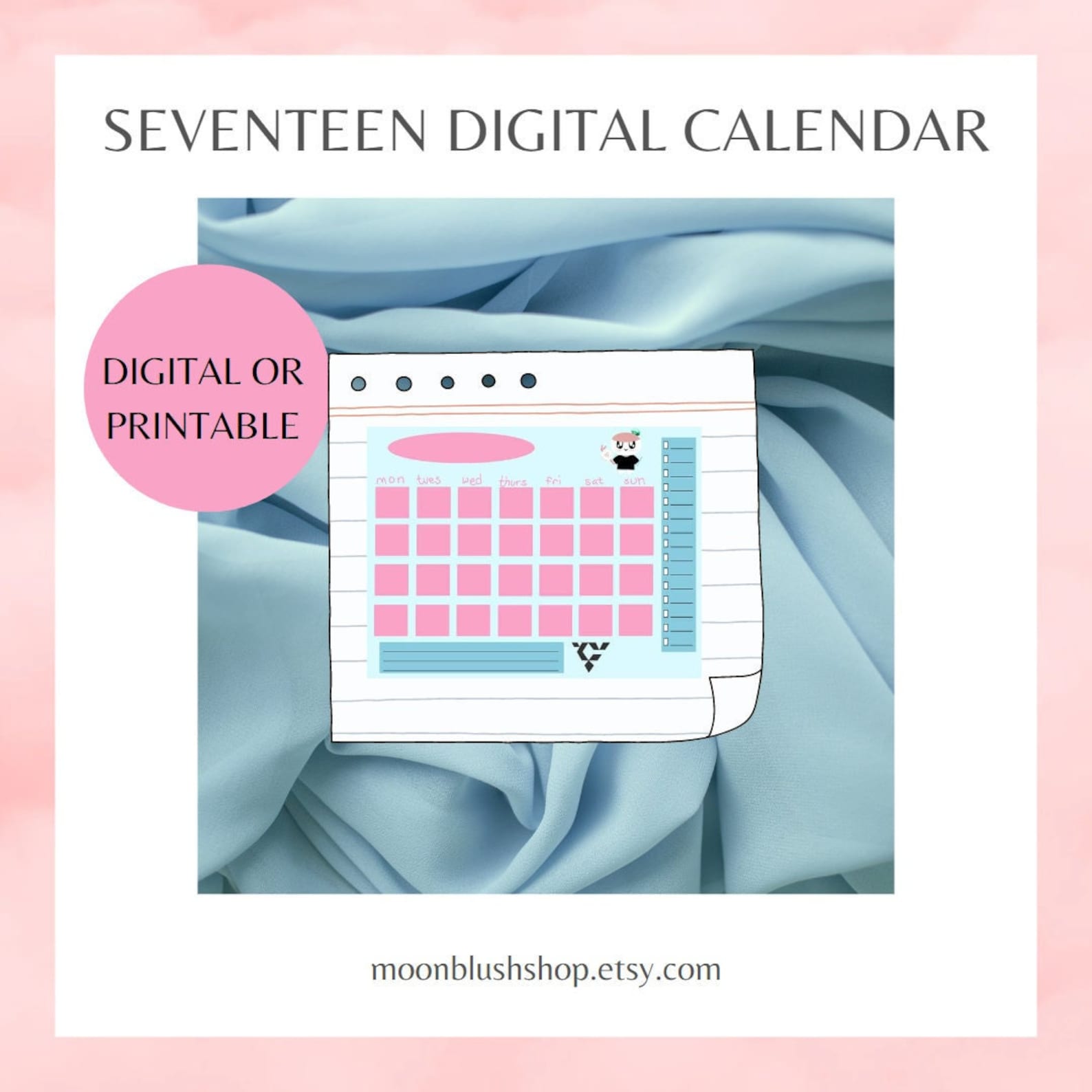 Digital Planner, Seventeen Kpop, Printable Calendar, Undated Month ...