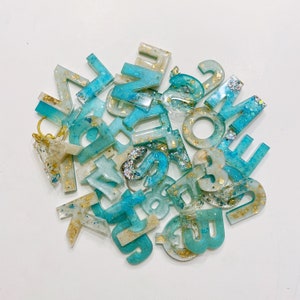 Ocean Mist Alphabet Epoxy Keychains