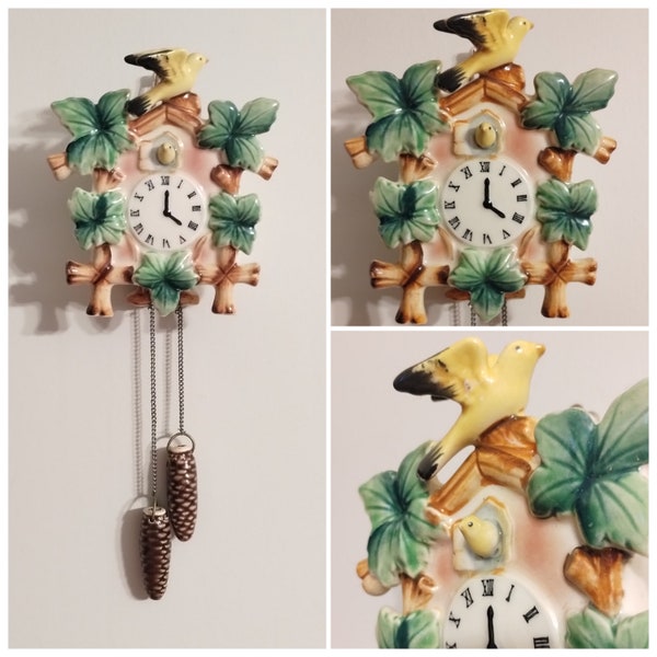 Vintage Ceramic Wall Hanging Cuckoo Clock Planter Wall Pocket