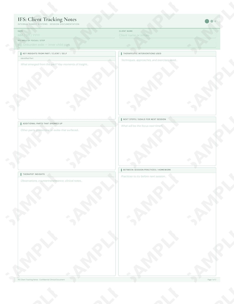 Ifs Progress Note Example IFS PROGRESS NOTES - Etsy