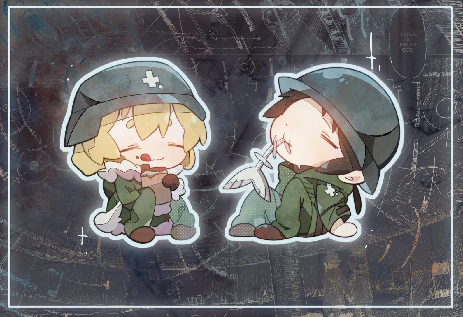 Girls Last Tour Yuuri and Chito Shattered Holographic Keychains