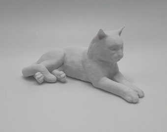 Figurine de chat couché imprimée en 3D personnalisée
