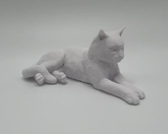 Custom 3D Printed Laying Cat Figurine
