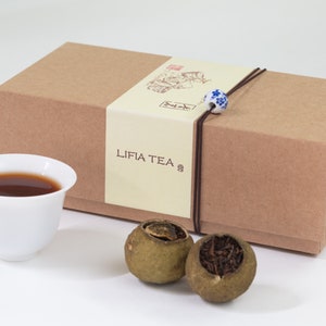 LIFIA Tea, Zested Tea, 100g, XiaoQingGan Tea, Pu-erh Tea, Individual Pack for Each Brew, Holiday Gift, Lunar New Year, Chinese New Year Gift