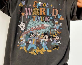 Epcot World Tour 1982 Shirt, Comfort Colors Disney Tee, Mickey And Friends Epcot Shirt, Vintage Disney Trip Shirt, Disneyworld Vacation Tee