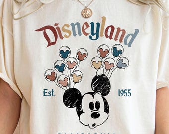 Retro Disneyland 1955 Shirt, Mickey Balloon California Tee, Vintage Disney Trip Shirt, Comfort Colors Disneyland Top, Disney Vacation Shirt